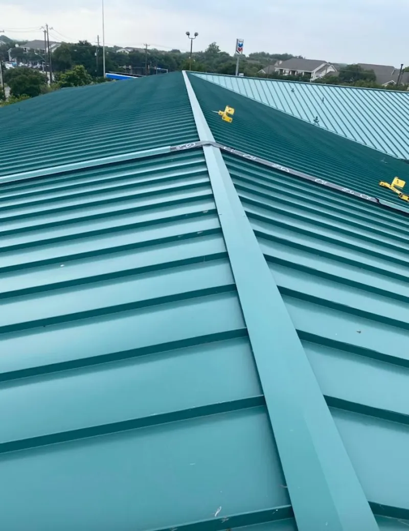 Green commercial metal roof ridge and valley for Metal Roof Repair in Cottage Lake